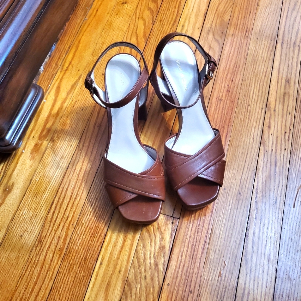 Stuart Weitzman Dayna platform crisscross chunky platform SANDAL WOMEN sz 9.5M